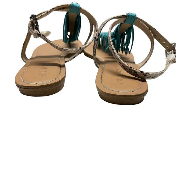 Guess Turquoise Fringe and Snakeskin Print Sandals (10) - Picture 9 of 11